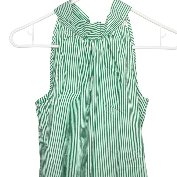 J.Crew pin stripe high neck tank green white preppy size 00 c - Picture 3 of 5